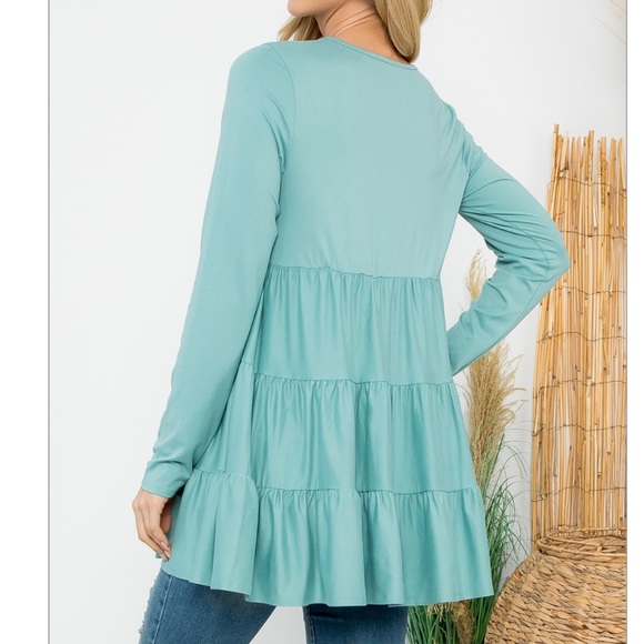 29 Boho Long Sleeves Tiered Tunic Top - Picture 2 of 4